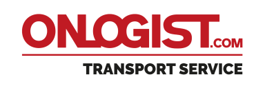 Logo von Onlogist.com mit dem Schriftzug "TRANSPORT SERVICE" in Rot.