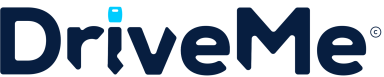 Logo von DriveMe mit einem stilisierten blauen Punkt über dem "i".